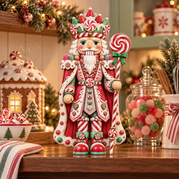 Wooden Block 3 Layer Candy Shop Nutcracker Shelf Display for Christmas Hosts