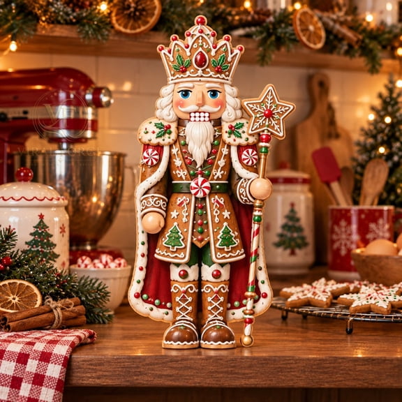 Wooden Block 3 Layer Christmas Cookie Nutcracker for Kitchen Counter Holiday Gift