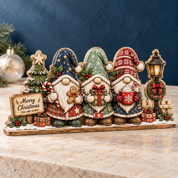 Wooden Block 3 Layer Christmas Gnome Decor for Holiday