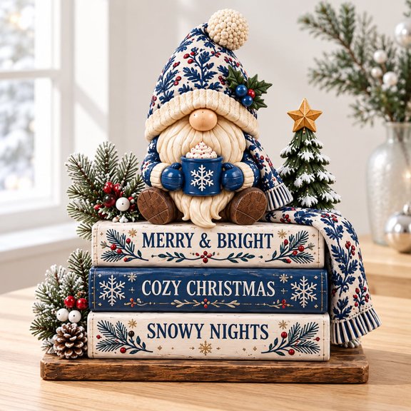 Wooden Block 3 Layer Christmas Gnome Table Decor Holiday