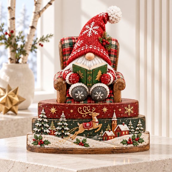 Wooden Block 3 Layer Christmas Gnome Wood Home Decor Holiday