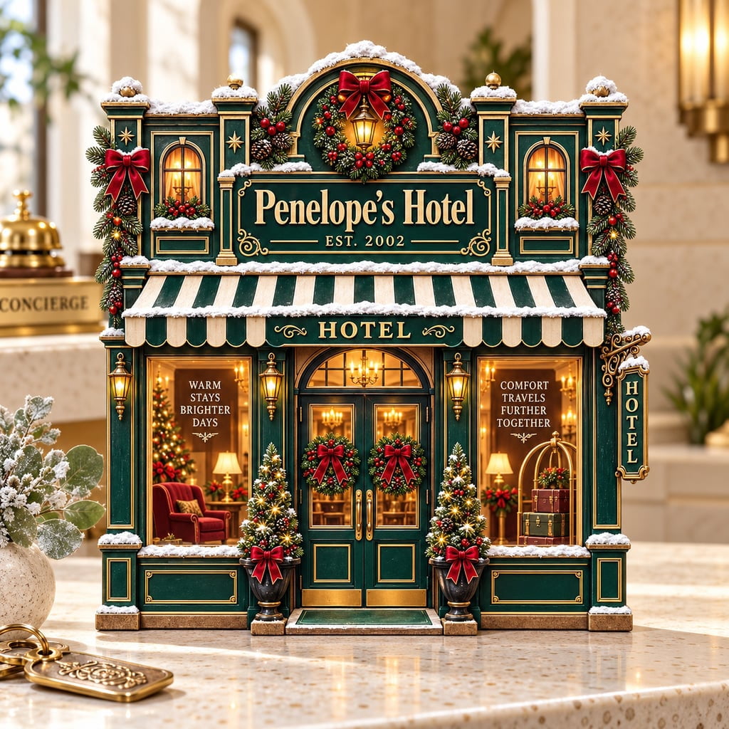 Wooden Block 3 Layer Christmas Hotel Decor Snowy Holiday Display ...