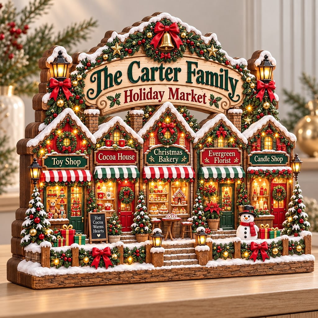 Wooden Block 3 Layer Christmas Market Decor for Holidays - Walmart.com