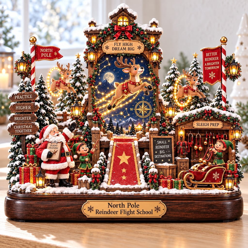 Wooden Block 3 Layer Christmas Reindeer Flight School Decor - Walmart.com