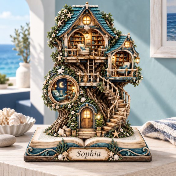 Wooden Block 3 Layer Coastal Treehouse Decor for Home