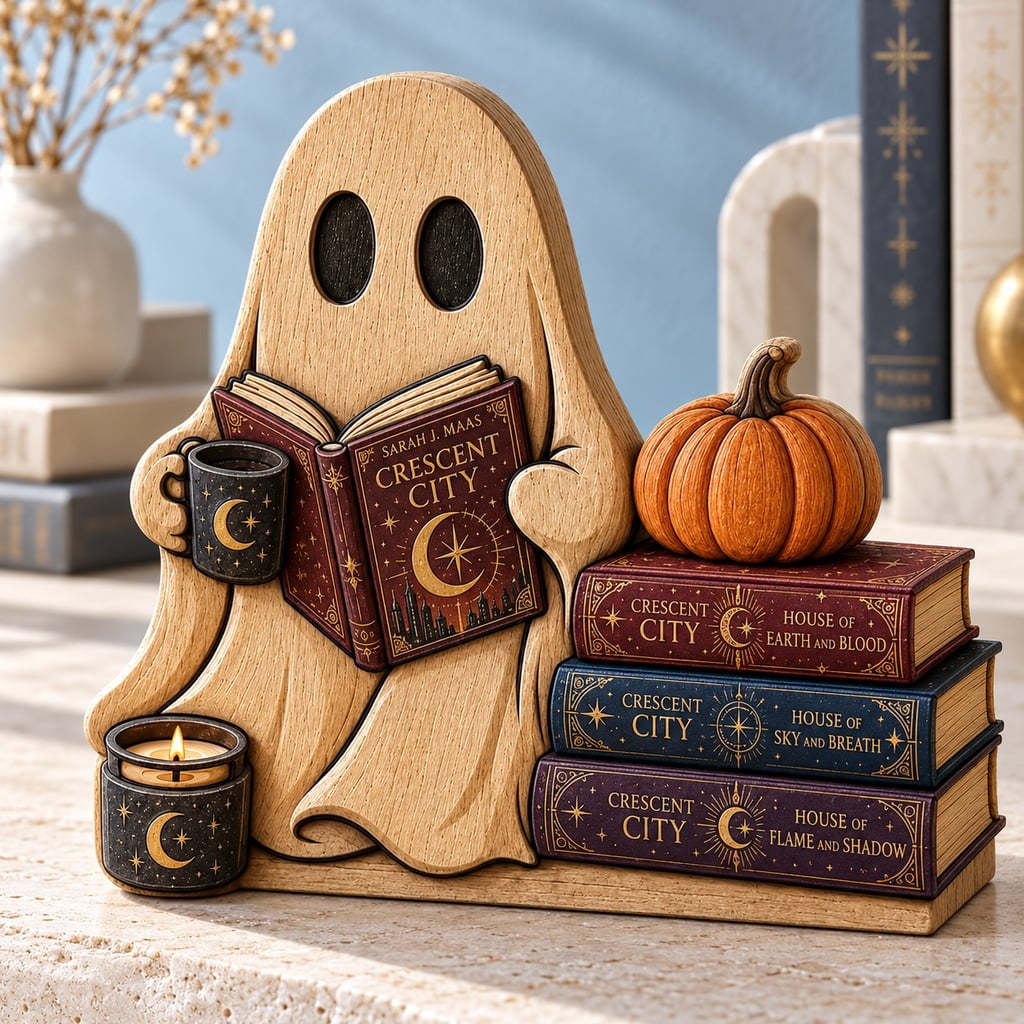 Ghost Inatural Wooden Block 3 Layer Ghost Theme Natural Wood Shelf Display Halloween ...