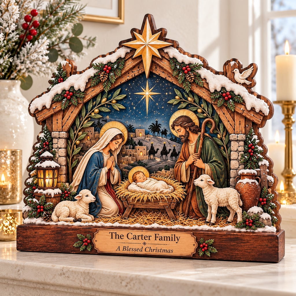 Wooden Block 3 Layer Nativity Scene Tabletop Christmas Decor - Walmart.com