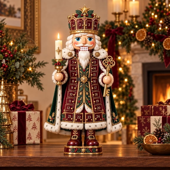 Wooden Block 3 Layer Nutcracker Advent Calendar Tabletop Display for Christmas Gifts