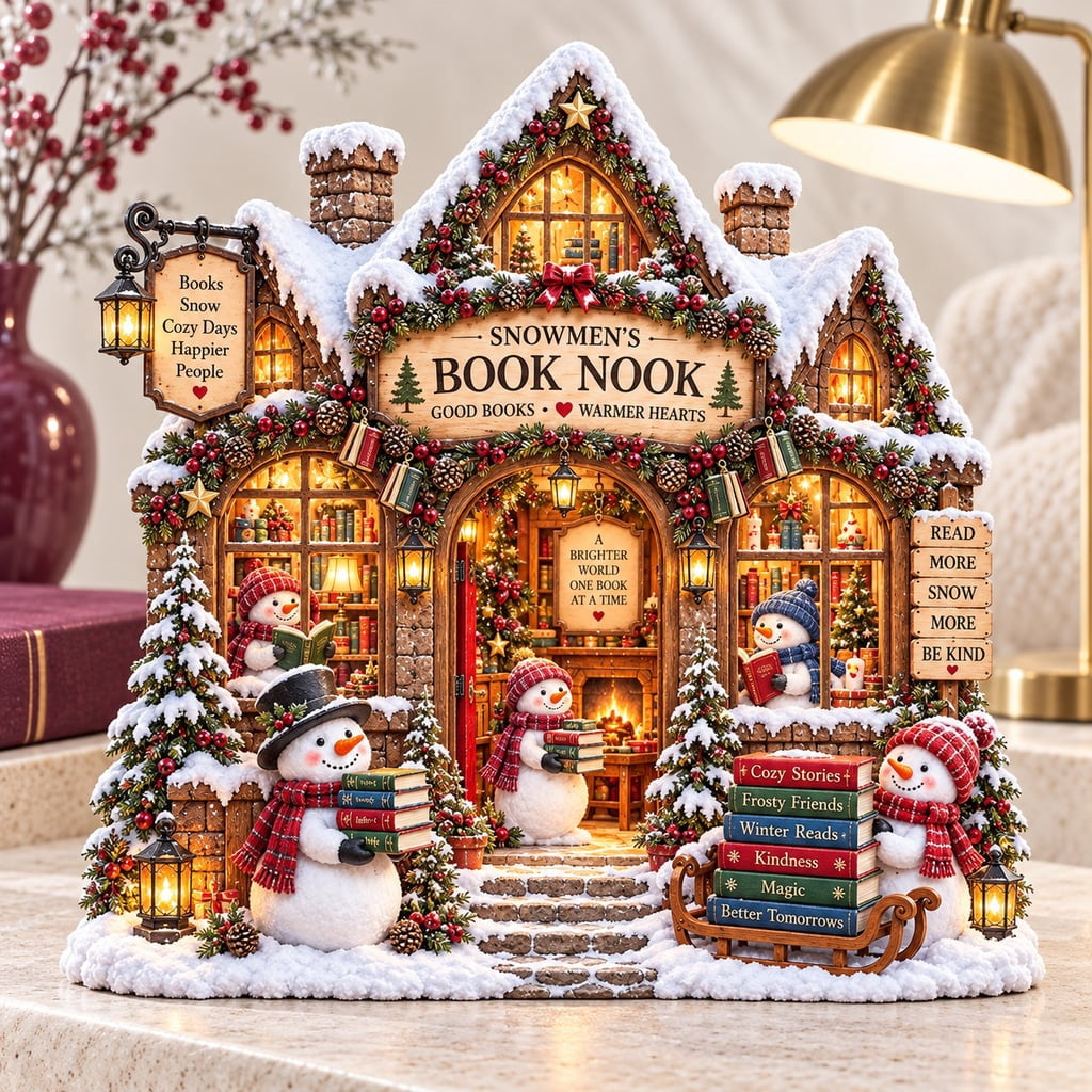 Wooden Block 3 Layer Snowman Book Nook Home Decor Christmas - Walmart.com