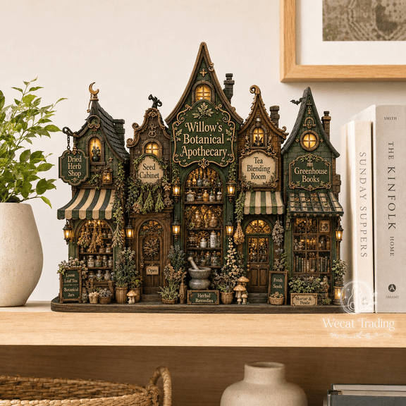Wooden Block Botanical Apothecary Wood Shelf Display for Herbalist Gift