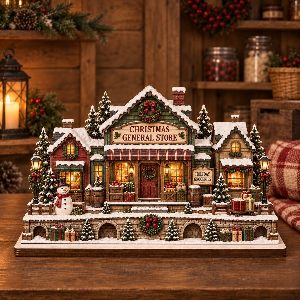 General Flash Accessory Wooden Block Christmas General Store Village Tabletop Display for ...