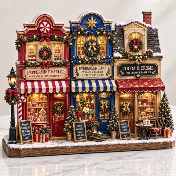 Wooden Block Decor, Christmas Village Mantel and Shelf Display, Holiday Gift