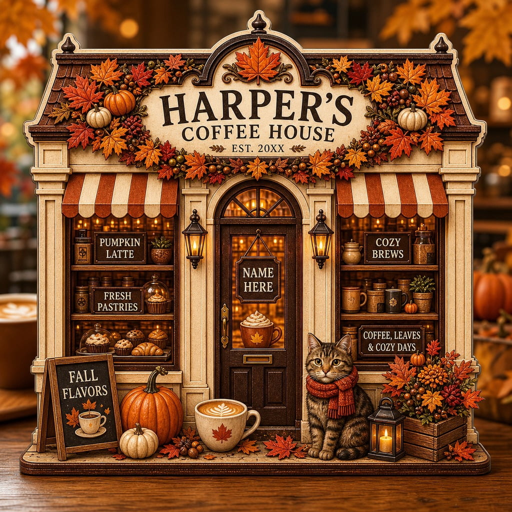 Wooden Block Halloween Decorations Fall Coffee House Wood Tabletop ...