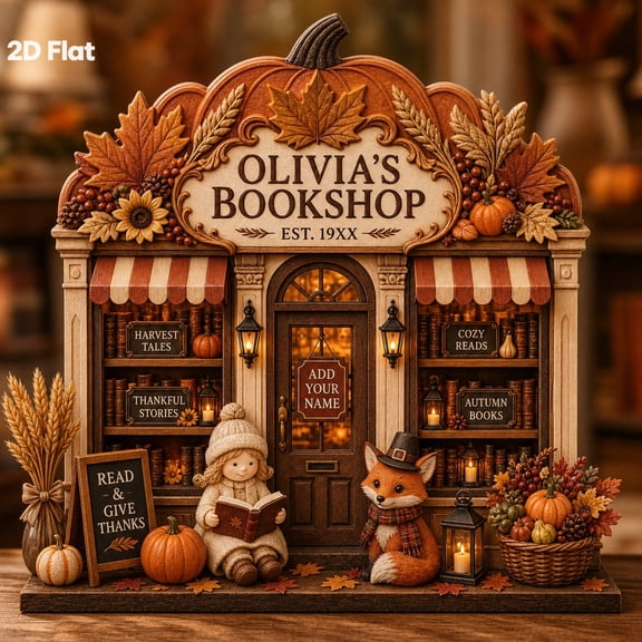 Wooden Block Harvest Reader Wood Fall Tabletop Decor for Thanksgiving Bookshop Lovers