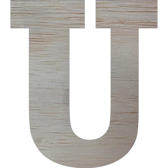 Wooden Block Letters, Unfinished 8'' Rockwell U, Craft