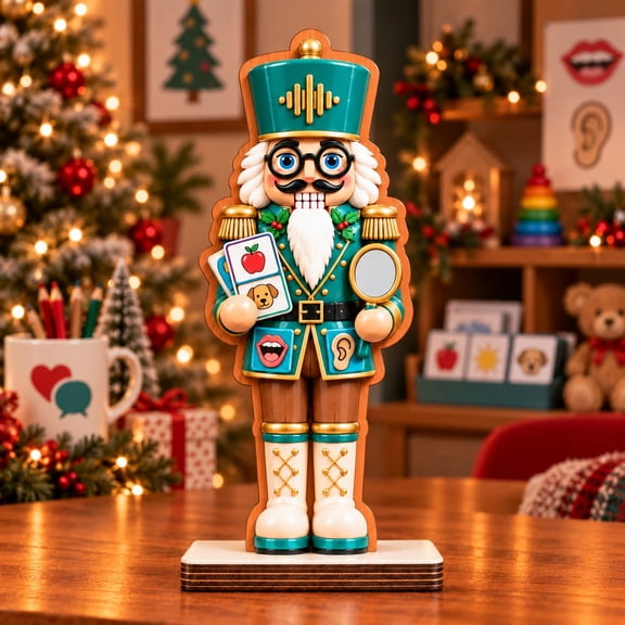 Wooden Block Nutcracker Christmas Speech Therapist Tabletop Decor Gift