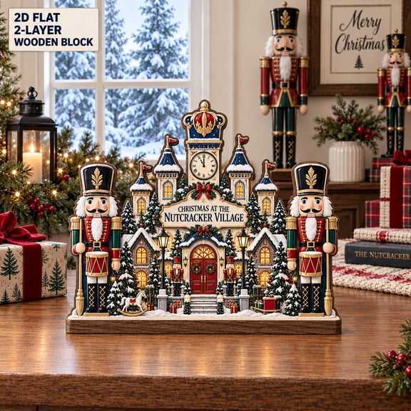 Wooden Block Nutcracker Christmas Village Tabletop Display for Holiday Collectors