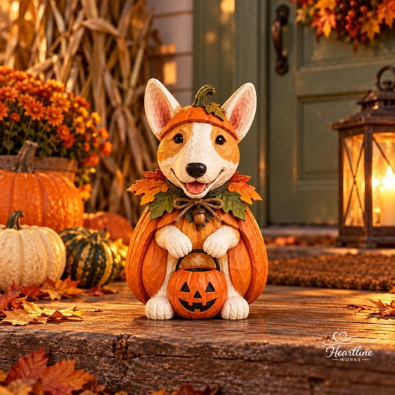 Wooden Block Pumpkin Costume Rabbit Wood Tabletop Display Halloween Gift