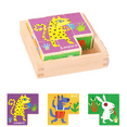 Wooden Block Puzzle Playset Educational 3D Farm Animal For Kids