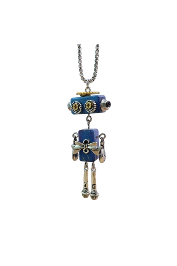 Wooden Block Robot Necklace Stylish Clavicle Chain Adjustable Length Chokers Unisex Punk Collarbone Chain Adorment