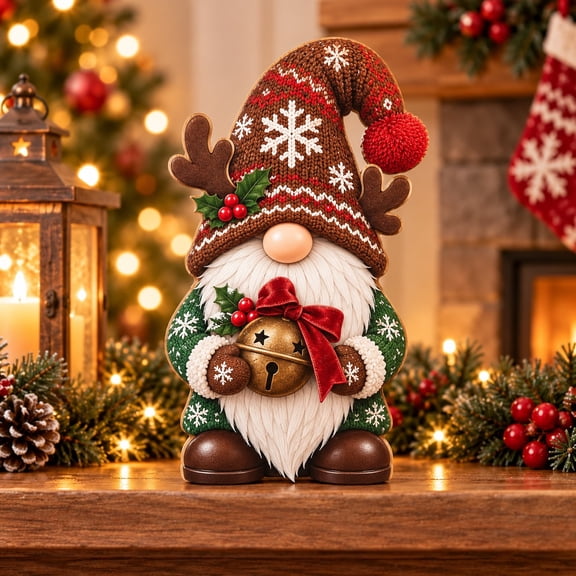 Wooden Block Shelf Decor Christmas Reindeer Gnome