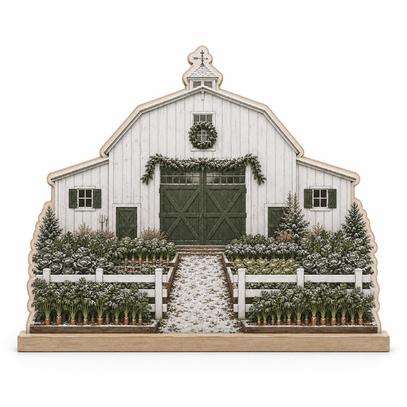 Wooden Block Stand for Garden Lover Winter Christmas Barn Wood Tabletop Display for Farmhouse Holiday Decor