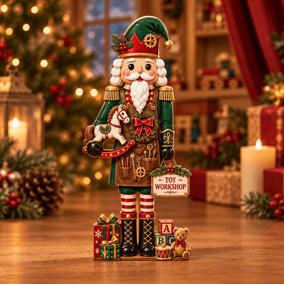 Wooden Block Tabletop Display Christmas Nutcracker