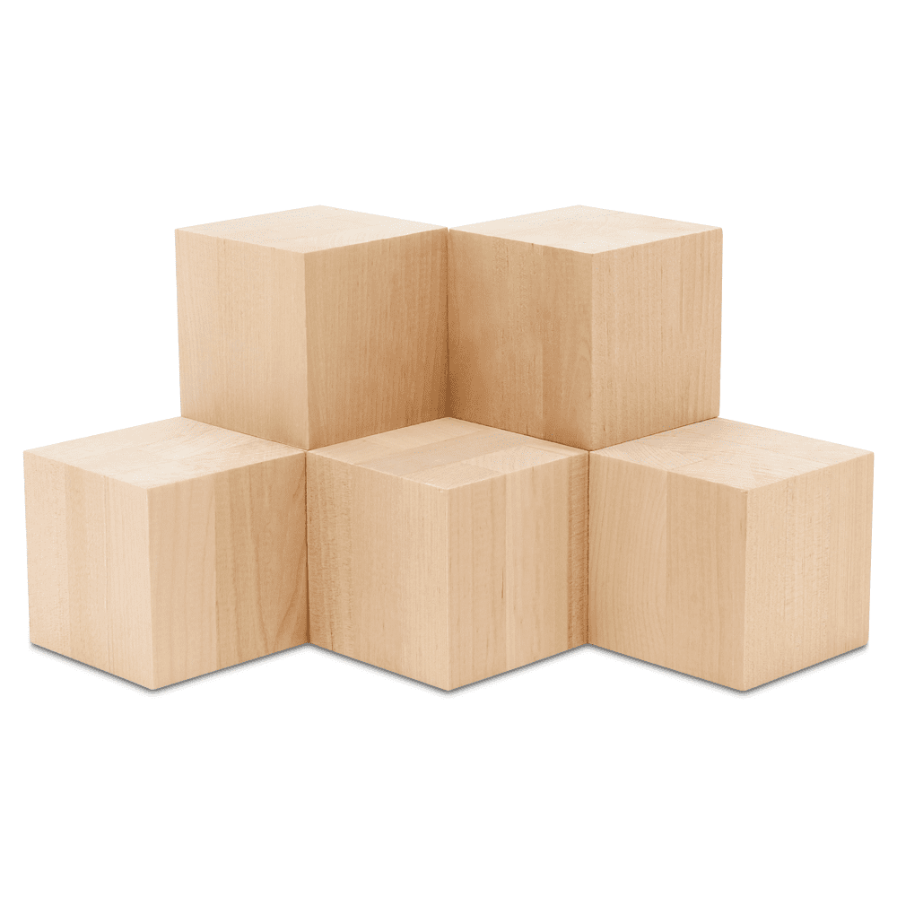 Wooden Blocks 6 inch, Pack of 5 Unfinished Wooden Cubes, Wooden Decor ...