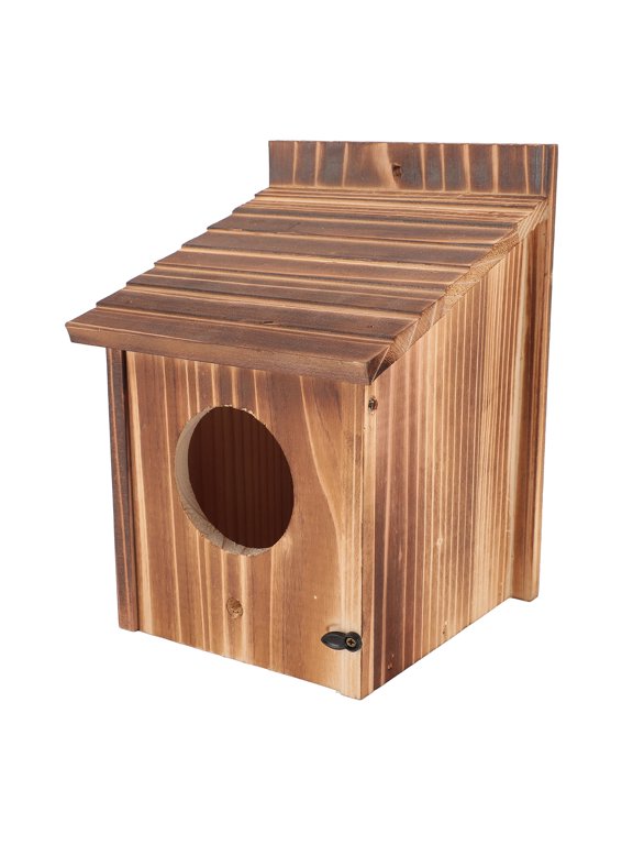 Wooden Blue Bird Nesting Box with Perch & 2.36 Inches / 6.0 cm Hole, Solid Paulownia Wood Birdhouse for Outside Garden Yard