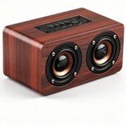Wooden Bluetooth Desktop Speaker, Dual Drivers, TF Card, AUX Wired Built-In Mic
