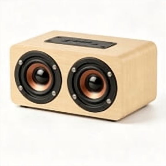 Wooden Bluetooth Desktop Speaker, Dual Drivers, TF Card, AUX Wired Built-In Mic