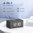 thumbnail image 1 of Wooden Bluetooth Speaker, Alarm Clock with FM Radio, Qi Certified Fast Wireless Charging Station for iPhone/, USB Charger Port, Dimmable Display, Digital Wood Clock for Bedroom, Bedside, 1 of 6