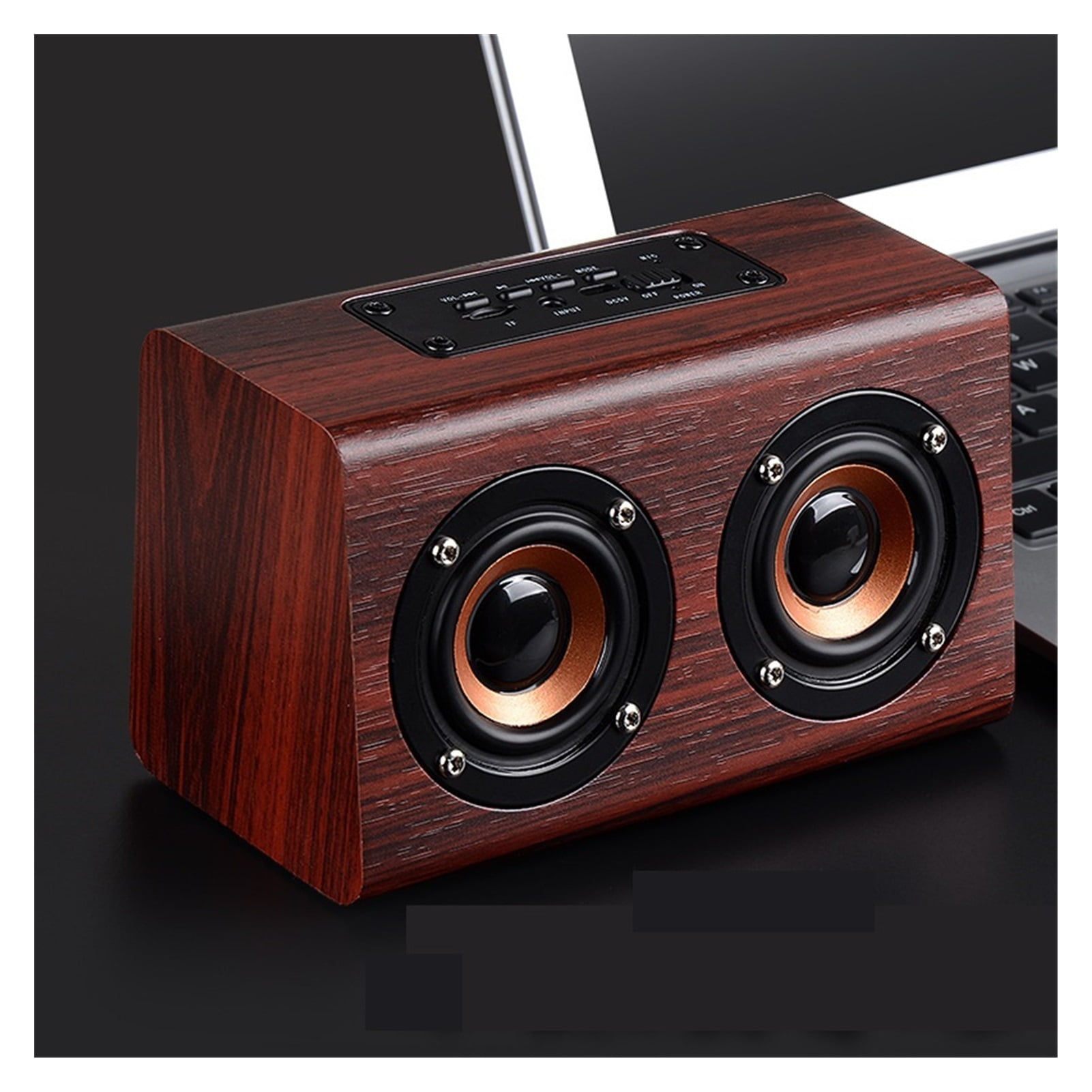 Wooden Bluetooth Speaker With Dual Speakers + Special Effects Bass With
