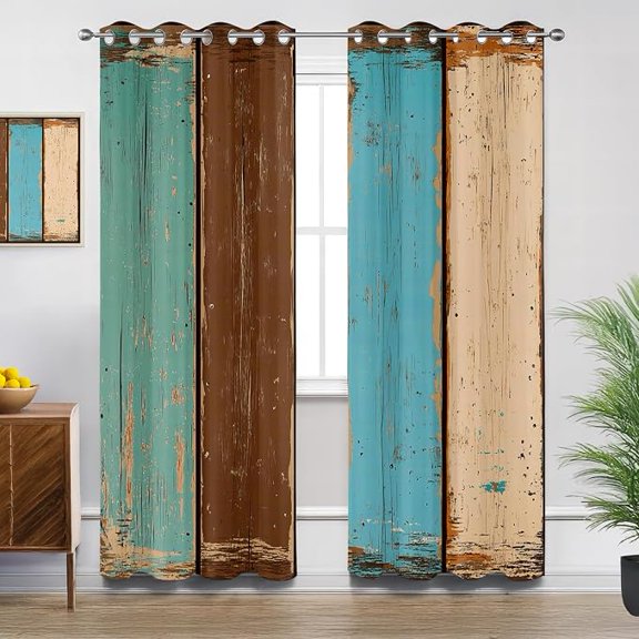 Wooden Board Blackout Curtains, Room Darkening Thermal Insulated Grommet Drapes for Bedroom Living Room, Rustic Vintage Grunge Plank Patterned Window Treatments 53"W x 96"L (Pack of 2)