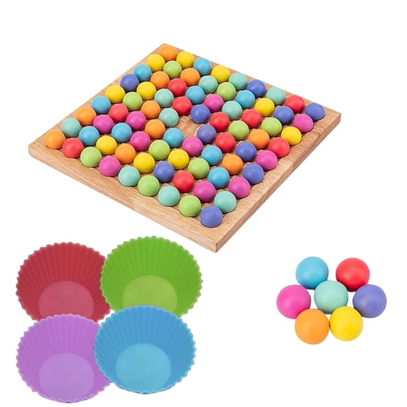 Wooden Board Game, Bead Sorting Puzzle, Color Matching Set, Clip Bead Fine Motor Skill Training, Inspired Logic Game, Perfect for Home, Multicolor