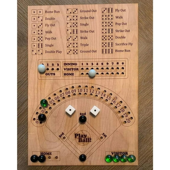Wooden Board Game - Fun Baseball Marble Game for Family Game Night