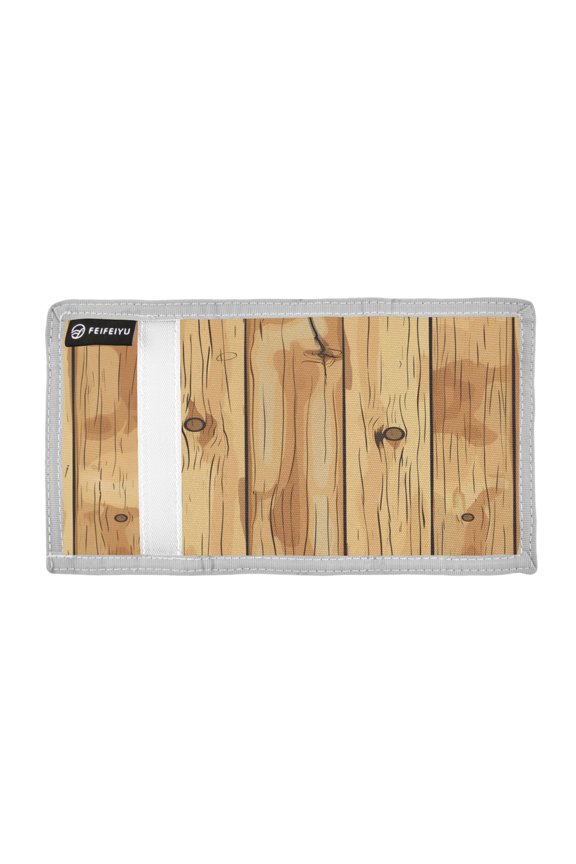 Wooden Board Hand Painted Trifold Wallets Card Holders Coin Pockets with Lanyards Portable Unisex