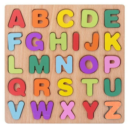 Wooden Board Kids Educational Toy Colourful ABC Alphabet Number Shapes 3D Puzzle
