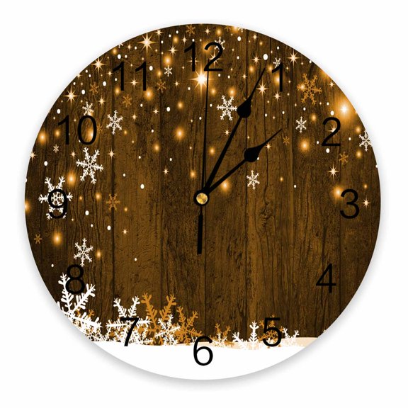 Wooden Board Retro Round Wall Clock Acrylic Hanging Silent Time Clock Home Interior Decor Bedroom Living Room Office Decoration（10 Inch）