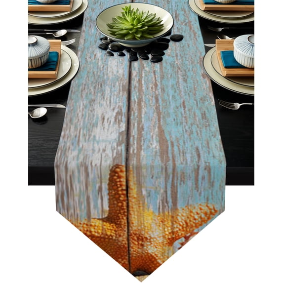 Wooden Board Shells StarTable Runners Tablecloths Vintage Wedding Party Table Runner Small Stain Resistant Dresser Scarf