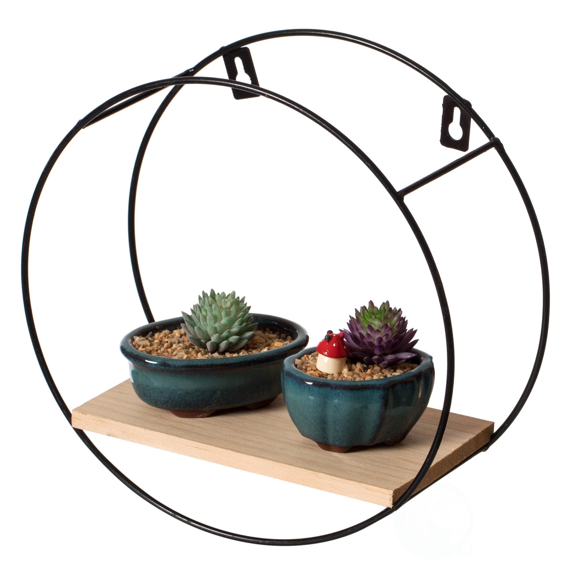 Brown Wood and Metal Wall Mount Floating Shelf