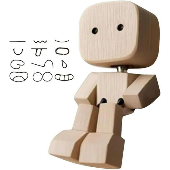 Wooden Bobblehead Figurine - Car Dashboard or Desktop Decoration, Cute Shaking Motion Ornament for Office, Home, or Gift, 1 Piece