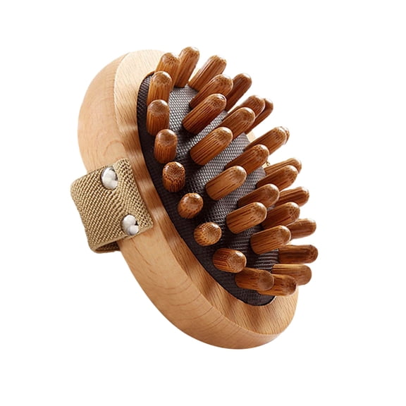 Wooden Body Cellulite Pressure Brush, Oil Spa Air Cushion Massager, Ergonomic Grip, Full-Body Use (Face/Neck/Back), Portable Easy Clean