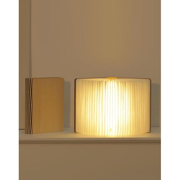 Wooden Book Lamp - Portable Folding LED Book Light for Reading, Unique G t for Book Lovers, Magnetic Mood Lighting for Home&Library Decor (Maple)