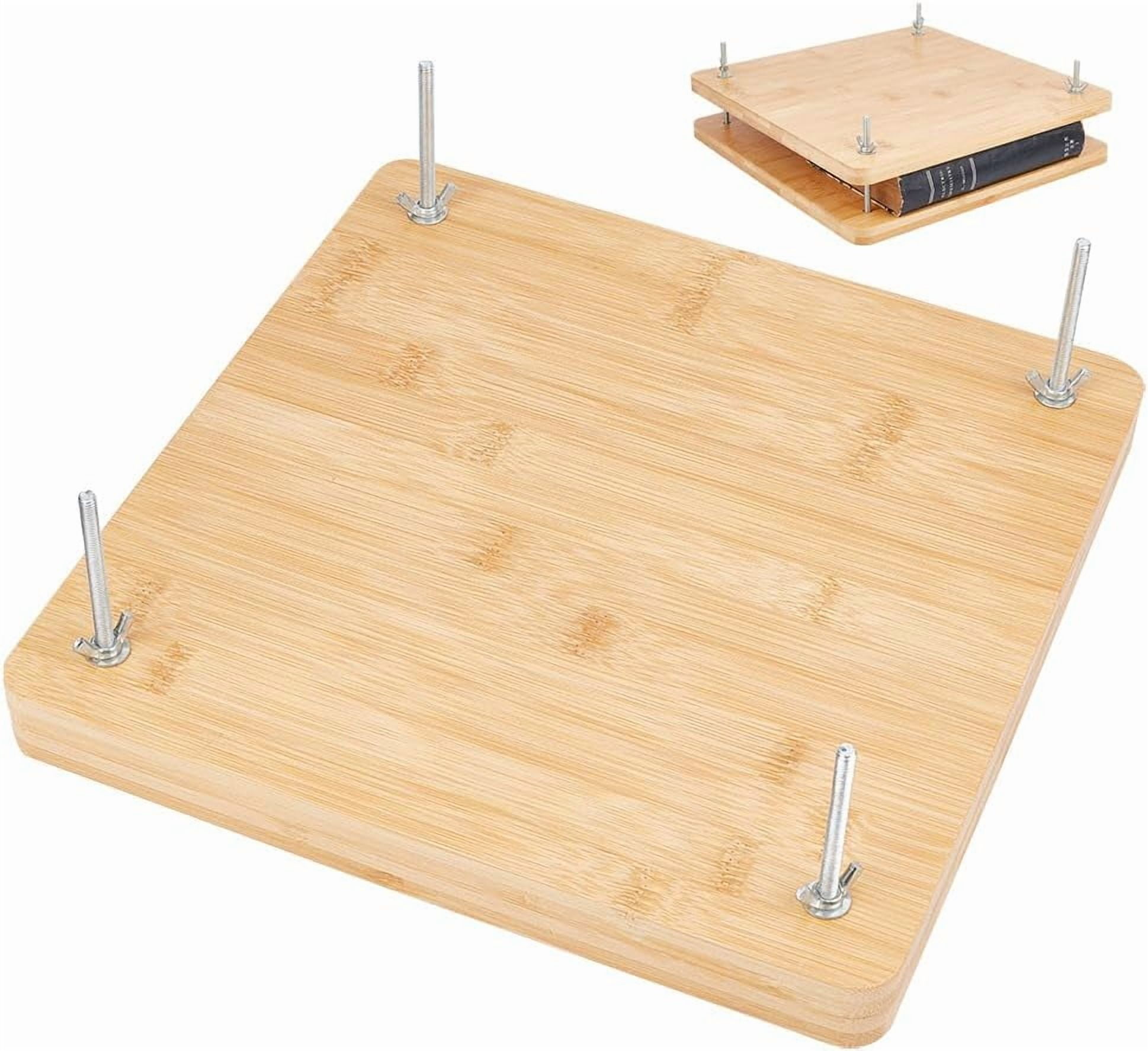Wooden Book Press Tools 11.8x11.8x0.5 inch Press Bookbinding Tools Rectangle Wooden Binding Press Book Portable Wooden Book Press Bookbinding with 4Pcs Screws DIY