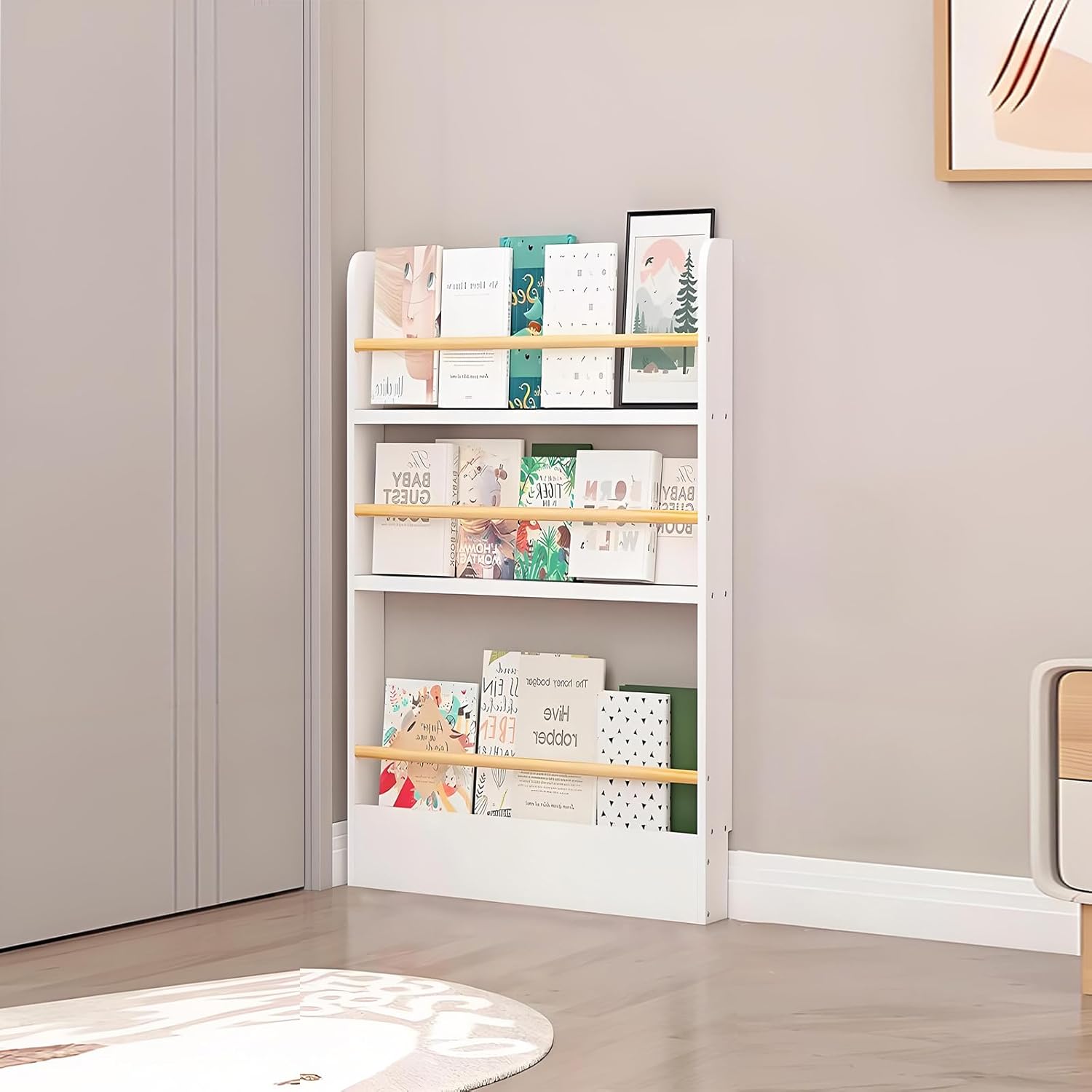 Wooden Book Shelf, 3/4/5/6 Tier Behind The Door Bookshelf White 19.7x3 ...
