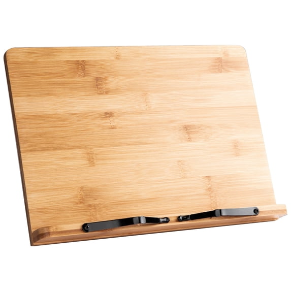Wooden Book Stand, Adjustable Book Holder Tray with Page Paper Clips, Stable and Portable Stable Hard Holder Stand for Reading Book, Recipe, Music Book, Textbook, Tablet, Large Size
