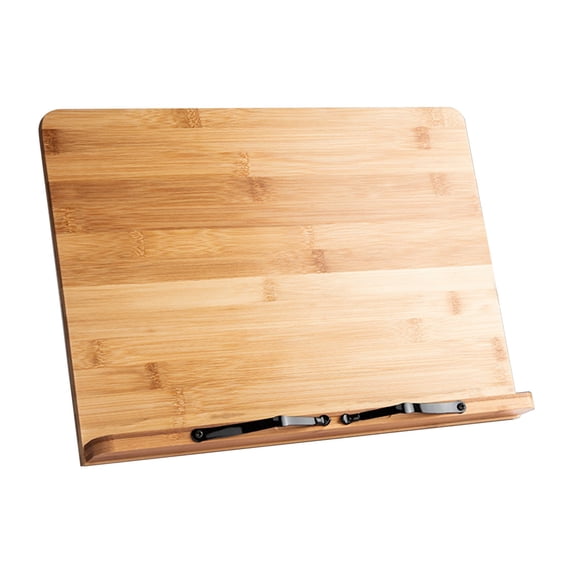 Wooden Book Stand, Adjustable Book Holder Tray with Page Paper Clips, Stable and Portable Stable Hard Holder Stand for Reading Book, Recipe, Music Book, Textbook, Tablet, Medium Size