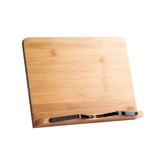 Wooden Book Stand, Adjustable Book Holder Tray with Page Paper Clips, Stable and Portable Stable Hard Holder Stand for Reading Book, Recipe, Music Book, Textbook, Tablet, Small Size