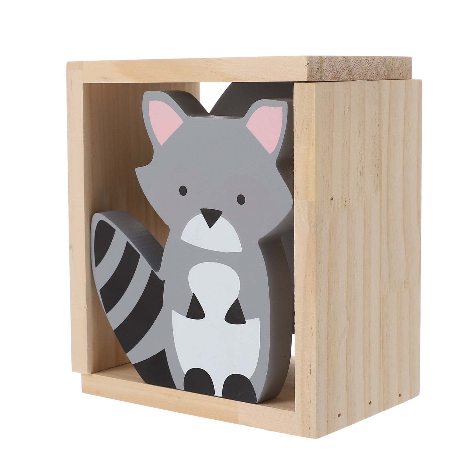 Wooden Bookend Lovely Raccoon Bookends Ornament Bookshelf for Kids Office Decor Divider Room